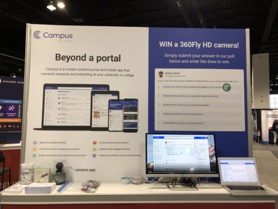 Campus booth at EDUCAUSE 2018 with the banner Beyond a Portal