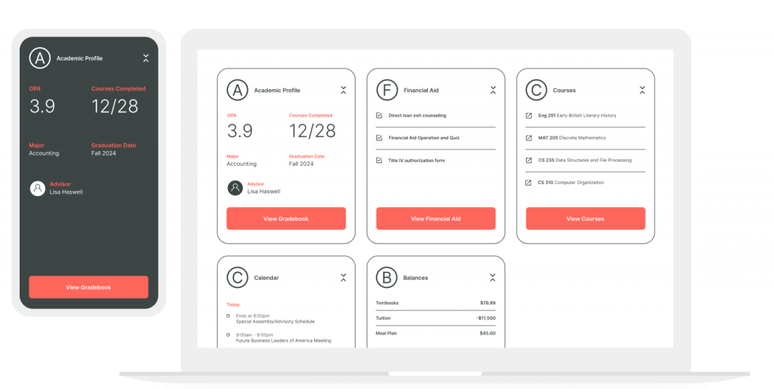 Student portal on web and mobile