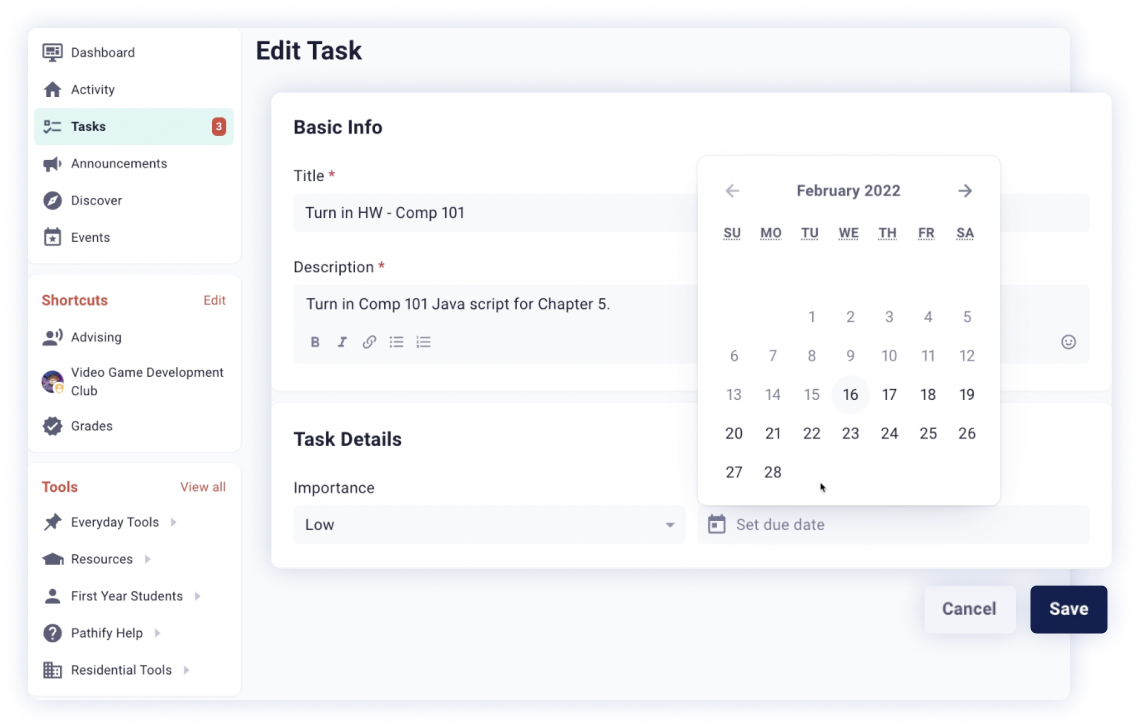 Tasks: Student Productivity Tool - Pathify