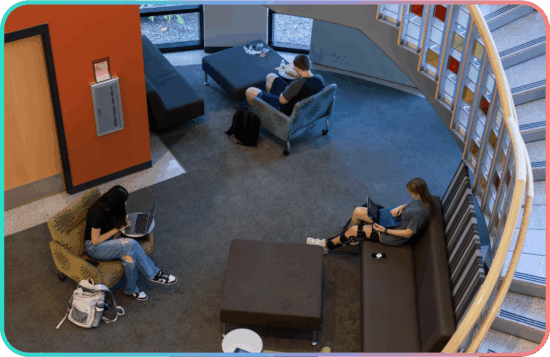 Students relaxing in a Grand View University lounge