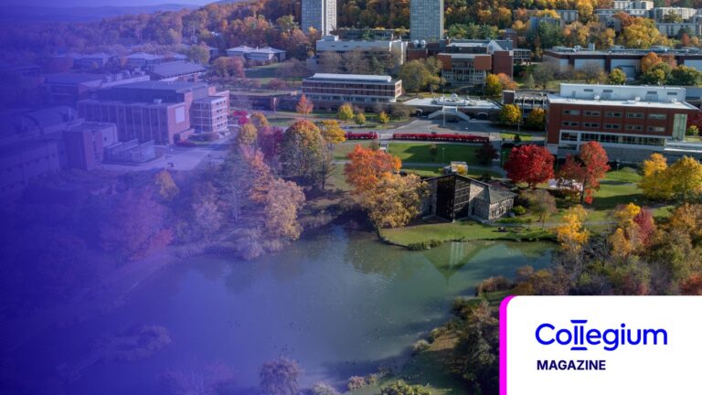 Rebuilding the Digital Core — Collegium magazine tile, Ithaca College campus tinted in Pathify purple