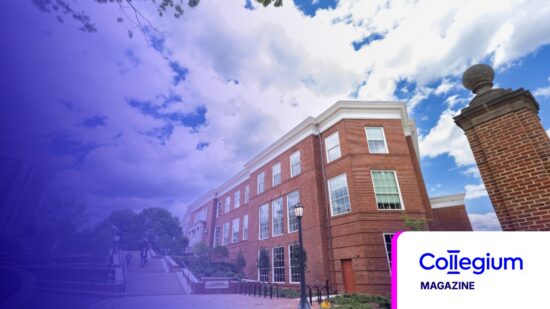 In the Business of Transformation — Collegium magazine tile, UVA McIntire School of Commerce tinted in Pathify purple