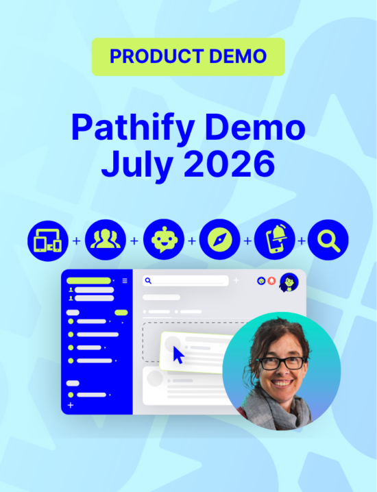 Promotion of Pathify Demo with mockup of Pathify's CXP dashboard