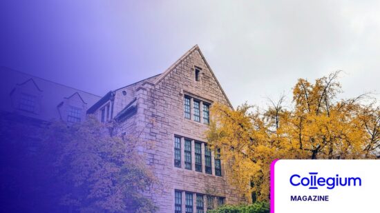 From Legacy to Leading Edge — Collegium Magazine tile, campus photo tinted in Pathify purple