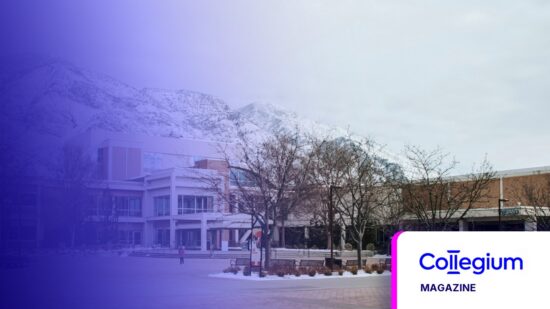 The Power of Pink Ink — Collegium Magazine tile, campus photo tinted in Pathify purple