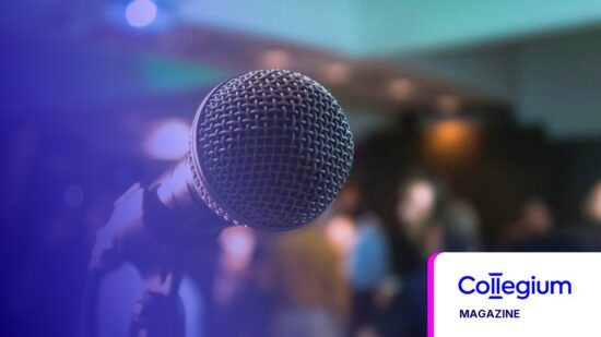 Stage microphone in close-up, tinted in Pathify purple — Collegium Magazine: Campaigning for Change