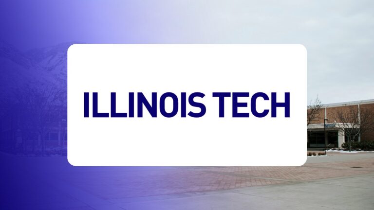 Illinois Tech logo over a campus photo tinted in Pathify purple — customer story tile