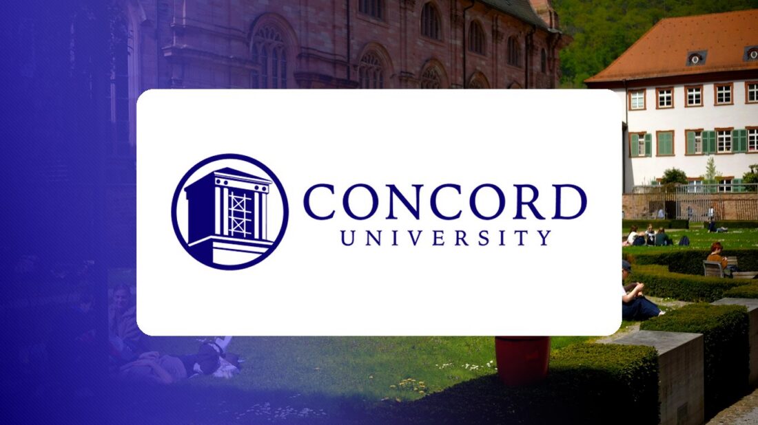 Concord University logo over a campus photo tinted in Pathify purple — customer story tile