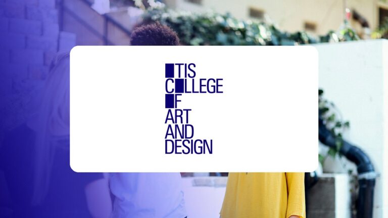 Otis College of Art and Design logo over a campus photo tinted in Pathify purple — customer story tile