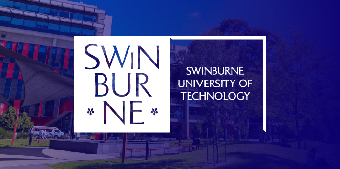Swinburne university with blue gradient and logo on top